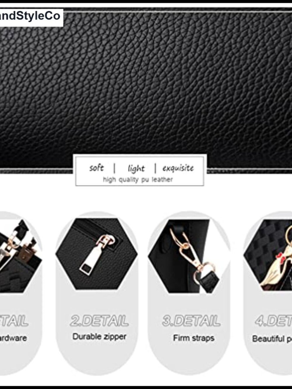 PU Leather Satchel Tote Bag Crossbody Shoulder Purse Women - Picture 5 of 6
